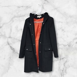 Michael Kors Black Wool Hooded Trench Coat size 12
